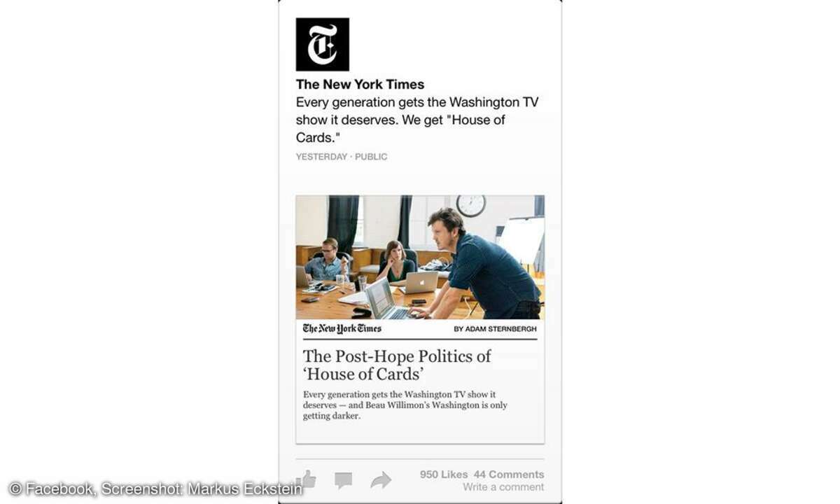 Facebook Paper, Screenshot