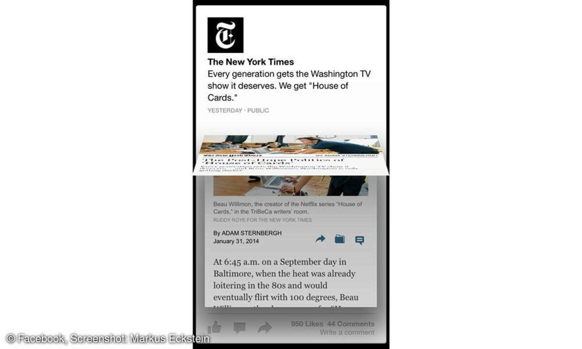 Facebook Paper, Screenshot