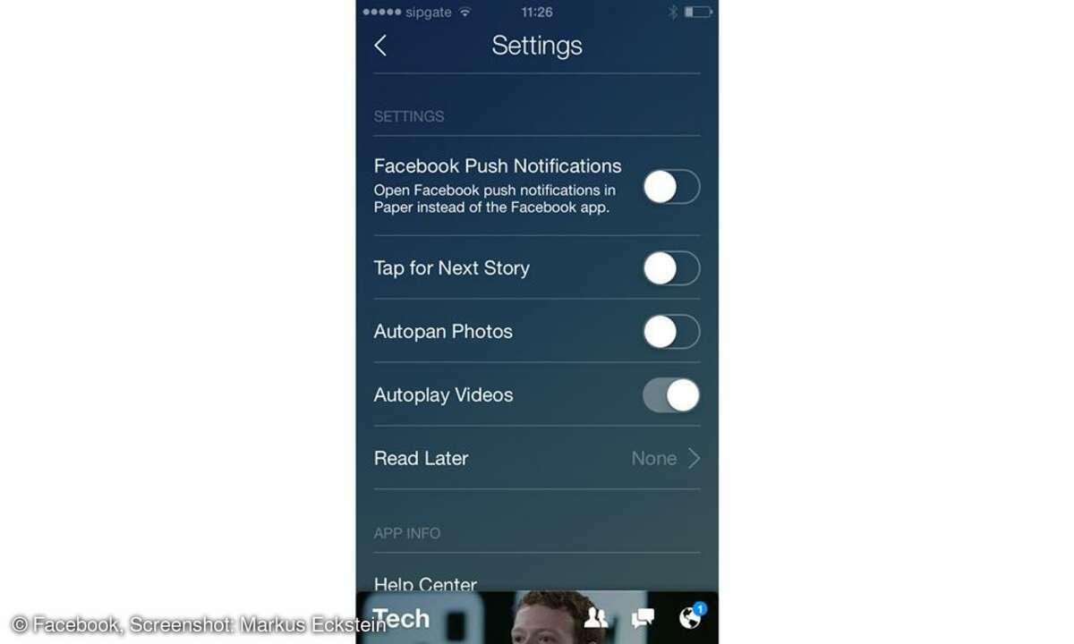 Facebook Paper, Screenshot