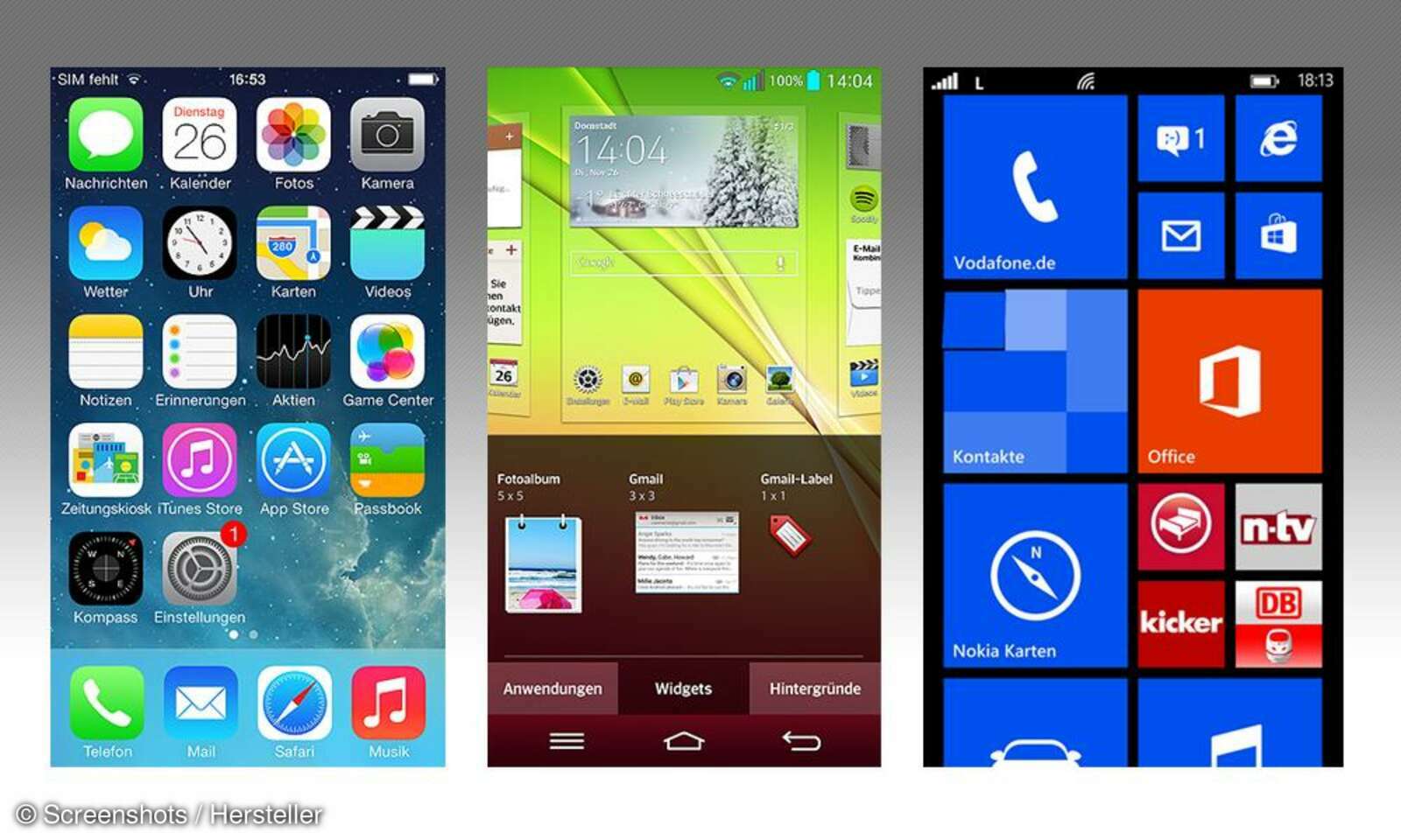 iOS 7, Android 4 und Windows Phone 8 im Vergleich - connect