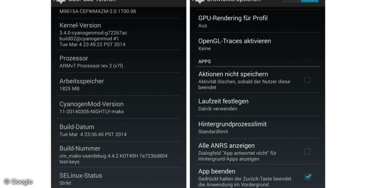 Android, KitKat, App beenden