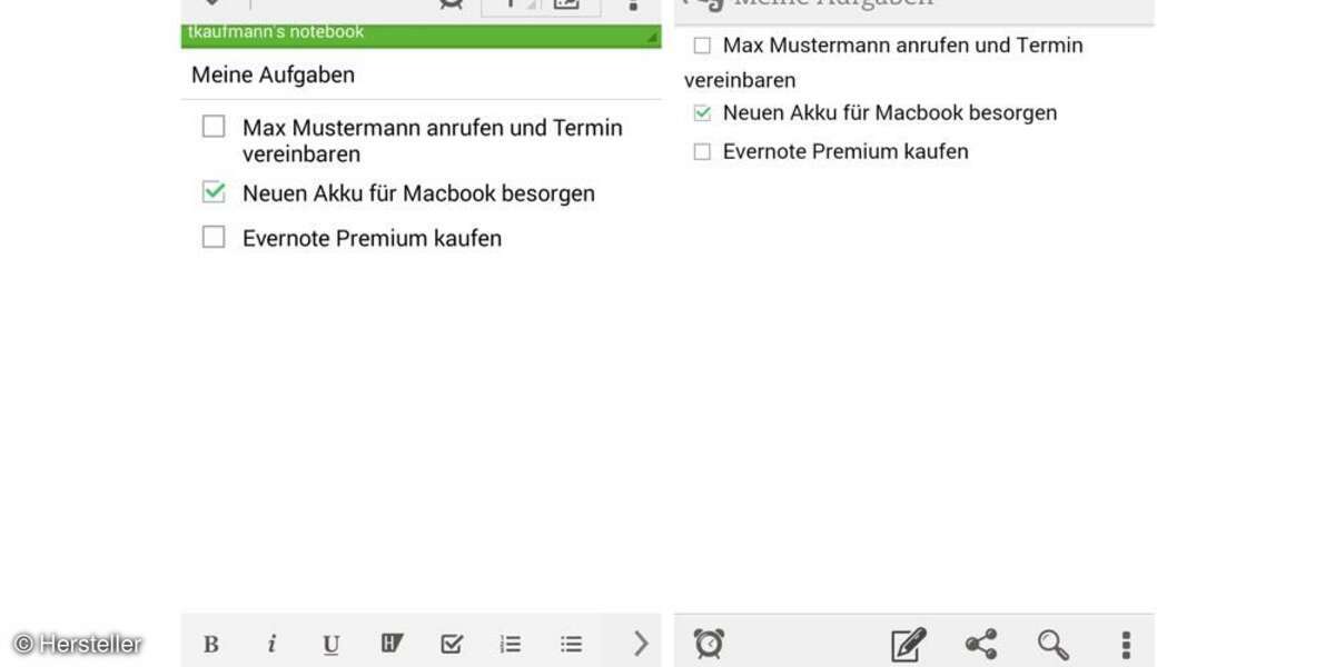 Evernote Aufgaben